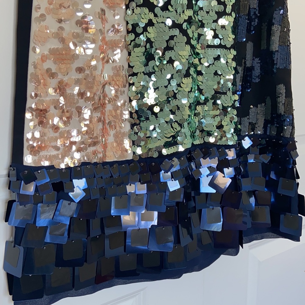 NWT Tory Burch Color block Sequin Dress - Picture 4 of 7